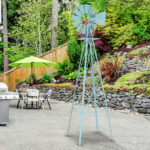 8FT Weather Resistant Yard Garden Windmill Blue - Image 26