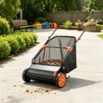 26" Push Lawn Sweeper, 7 cu. ft. Leaf & Grass Collector with Adjustable Brush Height & Rubber Wheels - Image 4