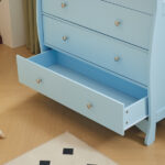 Blue painted finish, MDF, three drawers, 90.5*58*92cm, children's wooden bed with safety belt and changing table for babies - Image 18