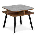 Faux Marble Side Table with 4-Sided Storage Shelves, 24" Square End Table for Living Room Bedroom - Image 4