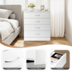 MDF Wood Simple 4-Drawer Dresser White - Image 20