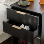 Black P2 Density Board Wavy Pattern Drawer Front 454070cm Two-Drawer Bedside Cabinet - Image 5