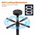 Adjustable Underhoist Support Jack Stand, 1654 LBS Max Load Triangular Base Hoist Support Stand with Rolling Wheels Anti-Slip Rubber Platform for Professional & Home Workshop Car Maintenance - Black - Image 6