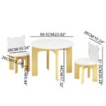 Kids Table and Chair Set, 3-Piece Toddler Table with 2 Chairs, Cute Bear-Back Chairs, Sturdy Wooden Activity Table Set for Kids, Playroom, Bedroom, Preschool - Image 14
