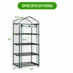 4 Tier Mini Greenhouse with PVC Cover, Roll-Up Zipper Door, Portable Indoor Outdoor Garden Plant Shelves, 27"x19"x62" (Shipment from Walmart) - Image 2