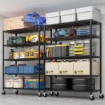 Heavy Duty Storage Shelves 55.12" W Wire Shelving Unit with Wheels 3200LBS NSF Metal Shelves for Storage Adjustable Garage Storage Rack Pantry Shelf Commercial Shelving, 75.59" H X 55.12''W X 23.62 - Image 3