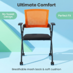 2 Pack Stackable Conference Room Chairs with Wheels, Folding Office Chair with Rebound Back, Padded Seat for Training Room, Guest, Reception, Event, Capacity 350lbs, Orange - Image 10