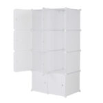 8 Cube Organizer Stackable Plastic Cube Storage Shelves Design Multifunctional Modular Closet Cabinet with Hanging Rod White - Image 8