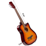 Sunset color 38-inch Acoustic Guitar with Picks, Strings, Capo, Case, Tuner, and Strap - Image 3