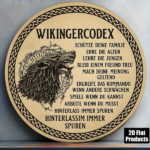 CIFbuy Vintage Viking Law German Text 8x8 Inch Round Aluminum Sign, 2D Flat Decorative Plaque For Living Room Office Bar Game Room Stud TikTok, TikTok, Self-pickup Logiopics