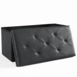 43 Inches Folding Ottoman with Storage Bench, Foot Rest Stool, End of Bed Storage Bench Upholstered, Load 660 lbs, for Living Room, Synthetic Leather, Black (Shipment from Walmart) - Image 21