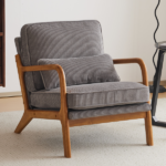 Low Arm Accent Chair - Light Gray Corduroy Upholstered Indoor Lounge Chair, Compact Single Seater with Sturdy Frame (330LBS Weight Capacity) - Image 9