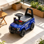 Blue Police Truck Kids Sliding Car – Push Ride On with Working PA System, Horn, Under-Seat Storage for 18 Months to 5 Years Old - Image 8