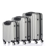 ABS Trolley Case 20in 24in 28in 3PCS Suitcase Set Striped Textured Suitcase Silver Gray - Image 4