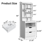 2 Drawers + 1 Shelf + 6-Shelf BedsideTable US Standard Power Supply (1 USB + 1 Type-C + 2 Triple-Prong) Storage Locker P2-12MM Particleboard Laminated Storage Cabinet 17.32*13.78*50in White - Image 5