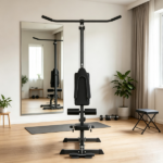 Black Lat Pull down Machine with Adjustable Seat And Flip-Up Footplate High/Low Pulley Home Gym Equipment - Image 5