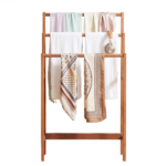 3‑Tier Freestanding Hardwood Towel Ladder, Farmhouse Vertical Towel Storage Rack, Space‑Saving Step Towel Bar for Bathroom Living Room Laundry Room - Image 3