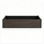 46" Outdoor Woven Raised Planter Box, Weather Resistant Rattan Garden Container with Adjustable Feet for Balcony Porch Flower Growing - Image 5