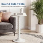 Round Side Table - Solid Wood Leg Small Drink Table for Living Room Bedroom Office,White (Shipment from Walmart) - Image 6