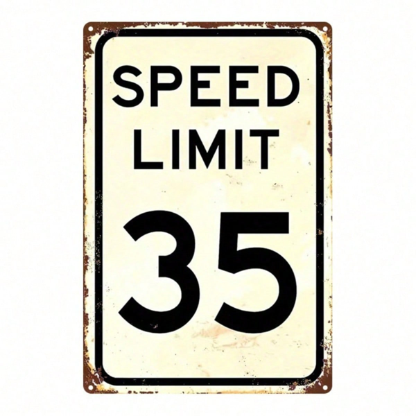 CIFbuy Vintage 35 MPH Speed Limit Metal Sign 8X12 Inch 2D Flat Durable Metal Plaque Retro Wall Art Decor For Bar Bedroom Room Home Deco TikTok, TikTok, Deco Self-pickup Logiopics