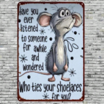 CIFbuy Whimsical Mouse 2D Flat Metal Art Sign 8x" Inch, Funny Quote Shoelace Ties Rustproof Waterproof Decor Sign 8x12 IikTok, Sign 8x12 IikTok, t Self-pickup Logiopics