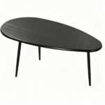 Black Stylish Irregular Shape Coffee Table, Heavy-Duty Metal Base Oval Sofa Side Table, Multifunctional Decor Center Table for Home Living Room - Image 4