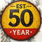 CIFbuy 1pc 8x8in 50th Anniversary Vintage Plaque, "" Anniversary Vintage Plaque, Plaque, 50 Years Established 2D Flat Round Sign TikTok, Temu Self-pickup LogiSiics - Image 3