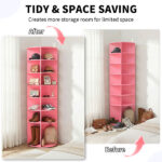 7-tier, 360° rotating wood-plastic composite shoe rack, 60*60*184cm, pink - Image 10