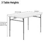 4 Foot Fold-in-Half Adjustable Folding Table, White(Shipment from Walmart) - Image 3