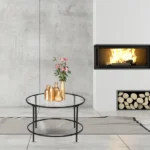 Same Code 13962533 Artisasset 2 Layers 5mm Thick Tempered Glass Countertops Round Wrought Iron Coffee Table Black - Image 16