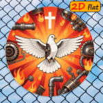 CIFbuy 1pc 7.87x7.87in Round Aluminum Sign with White, "" 7.87x7.87in, Aluminum Sign with White Dove & Mechanical Elements TikTok, TikTok, temuemu Self-pickup Logienics