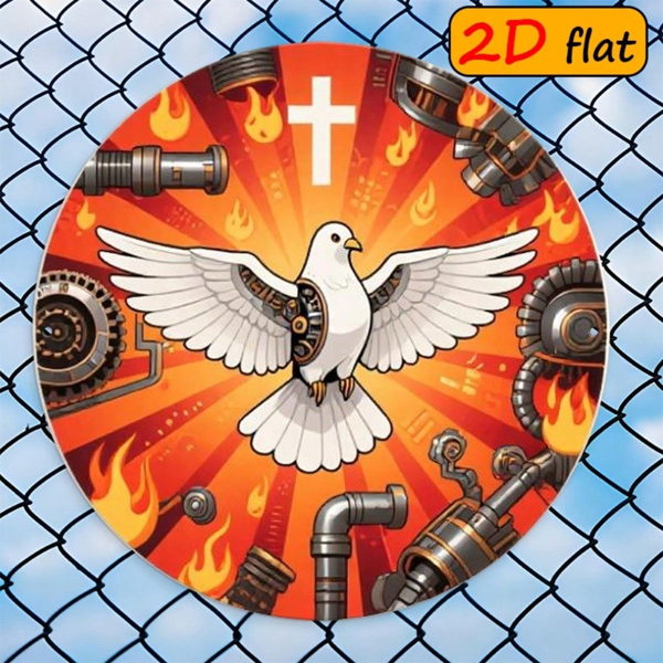 645fcb2e-e9ce-4ce4-be8d-ef5bccf4ace8.png CIFbuy 1pc 7.87x7.87in Round Aluminum Sign with White, "" 7.87x7.87in, Aluminum Sign with White Dove & Mechanical Elements TikTok, TikTok, temuemu Self-pickup Logienics - Image 1