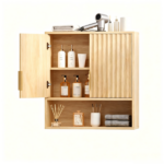 2-Door 3-Tier Slatted Bathroom Wall Cabinet 24.49"*22.83"*8.07 Oak - Image 8
