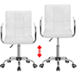 Modern Adjustable Faux Leather Swivel Office Chair with Wheels, White - Image 3