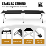 Portable Folding Camping Cot with Carrying Bag Army Black - Image 6