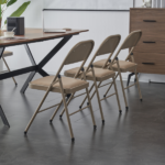 4pcs Elegant Foldable Iron & PVC Chairs for Convention & Exhibition Light Brown - Image 23