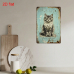 CIFbuy Retro Cat Pattern 2D Flat Metal Wall Decor Sign, 7.9*11.8Inch 1PC Vintage Rustic Metal Art Plaque, Pre-Punched Hole Easy Hanging TikTok, TikTok, ging Self-pickup Logiopics - Image 2