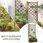Wood Planter Raised Garden Bed with Trellis, 67 Inch Height Outdoor Garden Flower Standing Planter Box Lattice Panels with Planter for Patio Porch with Drainage Holes, Brown - Image 13