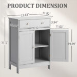 Gray particleboard with melamine veneer, 60*30*80cm, double doors, single drawer, bathroom vanity - Image 11