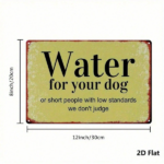 CIFbuy 1pc Funny Dog Drinking Reminder Metal Sign, Rustproof" UV Resistant Iron Wall Art, Durable Unframed 2D Flat Decor With Slogan Sign, RikTok, Sign, RikTok, t Self-pickup Logiopics - Image 2