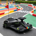 Black 12V Electric Drift Go Kart: Kids Ride On Vehicle with Soft Start, Music Function & Colorful Lights - Image 4