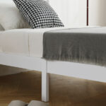 FCH Twin Pine Single-Layer Core Vertical Stripe Full-Board Curved Bed Head With The Same Bed Foot White Wooden Bed - Image 30
