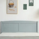 Full Single Bed Frame Vertical Striped Decorative Curved Headboard and Footboard Bed Frame Painted + Melamine Veneer & Pine + MDF Wood Bed 77.8*56.54*37.8in Grey - Image 9
