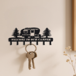 CIFbuy Wall Decor with Rustic Metal Camper Key Holder: 7 Sturdy Hooks and a Charming Pine Tree Pattern, Ideal for Enhancing Campe(TikTok/temu self-pickup orders) - Image 3