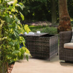Outdoor PE Wicker Side Table with Storage, Patio Rattan End Table Square Container for Furniture Covers, Toys and Gardening Tools, Brown - Image 7