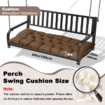Outdoor Bench Cushion, 60 × 20 × 4 Inch, Tufted Waterproof Swing Cushion with Ties, for Patio Bench or Window Seat - Image 2