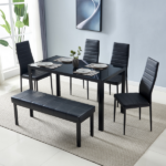 4pcs Elegant Assembled Stripping Texture High Backrest Dining Chairs Black Replace encoding 13028198-18410366 - Image 121