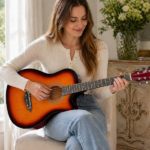 Sunset color 38-inch Acoustic Guitar with Picks, Strings, Capo, Case, Tuner, and Strap - Image 6