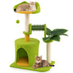 Cat Tree - 22LBS Capacity, Palm Tree Design with Self-Groomer & Scratching Posts