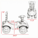 Kids Pink Foot-to-Floor Push Car — Horn, Light & Music, Anti-Tip Backwards Device, Underseat Storage for Toddlers - Image 3
